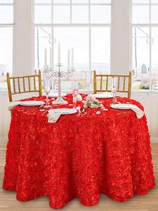 <strong>Red</strong> <strong>Table</strong> Cloth Rosette <strong>Tablecloth</strong> 3D Floral Satin <strong>Table</strong> Cloth for Wedding Banquet Party Baby Shower Sweet Cake Birthday - Product Image 2