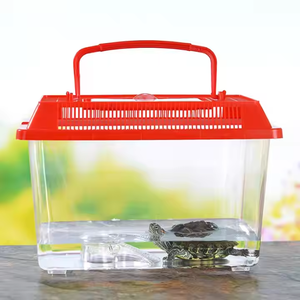 Vente chaude Mini Portable Fish Tank Unique Aquarium Reptile Terrarium Habitat pour Tortue Boîte D'alimentation - Product Image 4