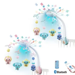 Çin toptan yüksek kaliteli bebek yatağı çan oyuncak projeksiyon 4 gece lambası mavi diş müzik çalar bebek uyku için