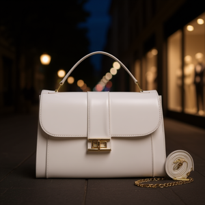 Bolso de Mano para Mujer Fana Clara M3859, Blanco, de Cuero Patentado, con Cierre de Giro, para Bodas - Product Image 2