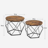 Petites tables centrales marron industrielles modernes Table basse ronde avec cadre en métal Table d'appoint latérale pour salon chambre à coucher