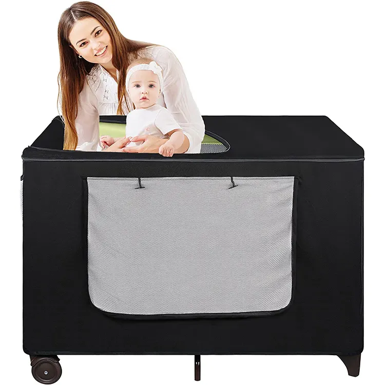 Portable Mosquito Proof Baby Crib Darkening Bed Cover Travel Crib Shade Breathable Canopy Tent Breathable Blackout Cover