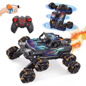 Voiture RC de cascade 4x4 en alliage à double commande 2.4G, avec huit ou six roues, bras oscillant, télécommande, fonction pulvérisation et lumières - Product Image 1