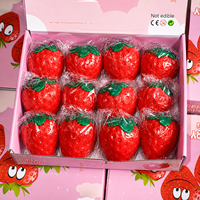 Jouet anti-stress en forme de fraise mignon, mini-balle souple en TPR, jouet de décompression anti-anxiété, jouet sensoriel unisexe à partir de 14 ans