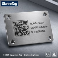 Etiquetas de Identificación de Activos Industriales SS304/316L SiwinnTag de Grado de Ingeniería, Grabadas con Láser con Código QR, Resistentes a la Corrosión 720h+ -40C