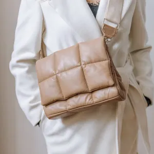 Großhandel Damen Leder Shopper Umhängetasche Soft Puffy Quilted Purse Puffer Bag