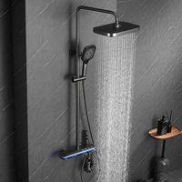 Système de douche numérique intelligent en laiton de qualité supérieure, design piano, finition brossée, jet de pluie massant, ensemble de douche de luxe pour salle de bain