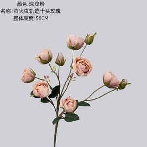 W-A0010 Nuevo Estilo <span class=keywords><strong>de</strong></span> Flor Artificial con Tacto Real, Caminos <span class=keywords><strong>de</strong></span> Luciérnagas, Rosa <span class=keywords><strong>de</strong></span> 10 Cabezas, Decoración para el Hogar y Bodas - Product Image 6