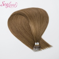 Extensions de cheveux naturels Remy européens vierges, lisses, avec cuticules alignées, personnalisables, à pointe I, en silicone et nano-plastique