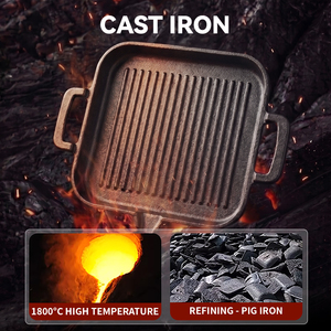 Sartén de Hierro Fundido para Asar Carne, para <span class=keywords><strong>Restaurante</strong></span> Comercial, Camping al Aire Libre, Plancha Portátil para Barbacoa - Product Image 5