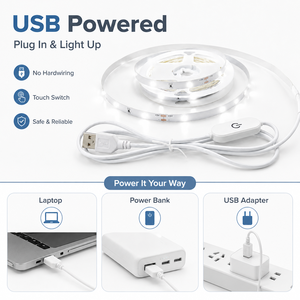 Tira de luces LED USB de 10M, cinta flexible blanca de 5000K con interruptor de encendido y apagado para uso en interiores - Product Image 6