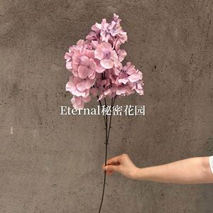 Hydrangea artificiel Secret Garden à trois têtes, fleur en soie blanche, décoration de mariage, décoration de la maison - Product Image 4