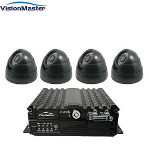 Vehicle Blackbox Mobile DVR Kit 4CH AHD H.265 1080P Mini Car MDVR With 4 IR Night Vision Rear View Cameras