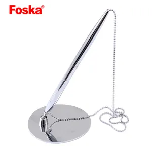 Foska Office Plastic Metal Table ball point pen with Chain