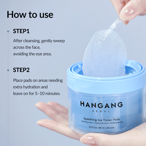 Hangangseoul Vegan Sparkling Ice Toner Pads con Ácido Hialurónico 140ml Calmante Hidratante Control de Grasa para Piel Seca - Product Image 2