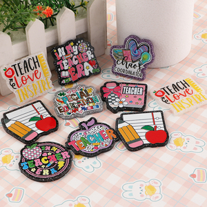 Portacredenciales Personalizado para Profesor, con Diseño de Lápiz, Manzana, Café, Pizarra y Cuaderno, Accesorios Acrílicos para Tarjetas de Identificación, Portacredenciales para Estudiantes - Product Image 6