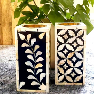 Porte-bougie artisanal en os incrusté de qualité supérieure, décoration d'intérieur par Tradebyd - Product Image 1