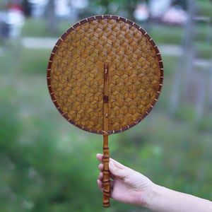 Handmade Bamboo Woven Fan Round Natural Craft Chinese Traditional Fan Art Collectible Gift - Product Image 2
