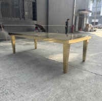 Table de salle à manger rectangulaire de luxe avec cadre doré, en acier inoxydable, idéale pour mariages, banquets et événements hôteliers – Vente directe usine