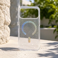 Coque de téléphone magnétique transparente en silicone scintillant pour 18 Pro Max et 17 Pro - Motif étoile coloré - Housse de protection