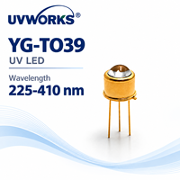 UVWORKS Optan TO39 YG-TO39 Lentille sphérique LED UV 225-410nm pour tube métallique, faible dégradation lumineuse pour le traitement des eaux de process
