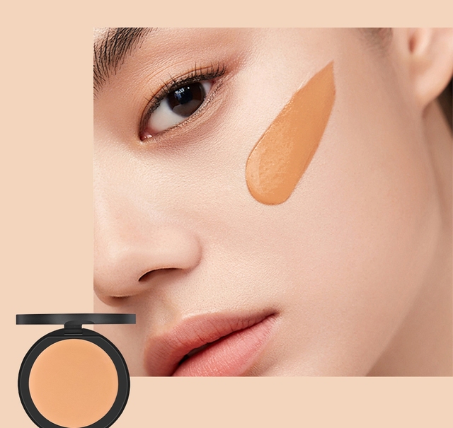 Pressed Powder Compact with Concealer Mineral Formula Waterproof Matte Finish Full Coverage Foundation
