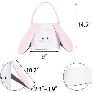 Wholesale Monogram <strong>Easter</strong> Bucket Pink Floppy Long Ears Egg <strong>Gift</strong> Bag Plush Bunny <strong>Easter</strong> <strong>Basket</strong> - Product Image 6