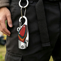 Couteau de poche pliable EDC portable en acier 3Cr13, couteau de survie pour le camping en plein air avec mousqueton porte-clés