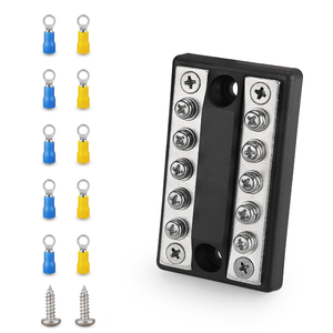 Bloque <span class=keywords><strong>de</strong></span> distribución <span class=keywords><strong>de</strong></span> energía DC 12V-48V 100A bloque <span class=keywords><strong>de</strong></span> barra <span class=keywords><strong>de</strong></span> bus <span class=keywords><strong>de</strong></span> doble fila <span class=keywords><strong>de</strong></span> 5 vías con cubierta protectora para sistemas <span class=keywords><strong>de</strong></span> energía marina <span class=keywords><strong>de</strong></span> coche RV barco - Product Image 1