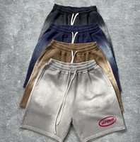 Shorts pour homme en tissu éponge 430G, coupe décontractée, taille élastique, bas ouvert, style délavé à l'acide