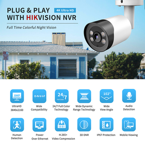 Vikylin Smart Security CCTV fotocamera 8Mp Colorvu <span class=keywords><strong>Ip</strong></span> <span class=keywords><strong>Camera</strong></span> da esterno 5MP microfono incorporato H.265 bulbo oculare WizSense telecamera di rete - Product Image 2