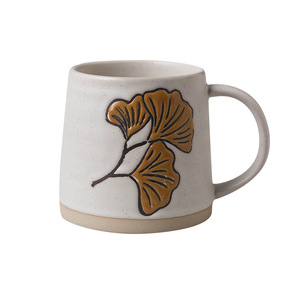 <b>Ceramic</b> Mug With Ginkgo Leaf Design Handmade Coffee <b>Cup</b> For Breakfast Or Tea - Product Image 5