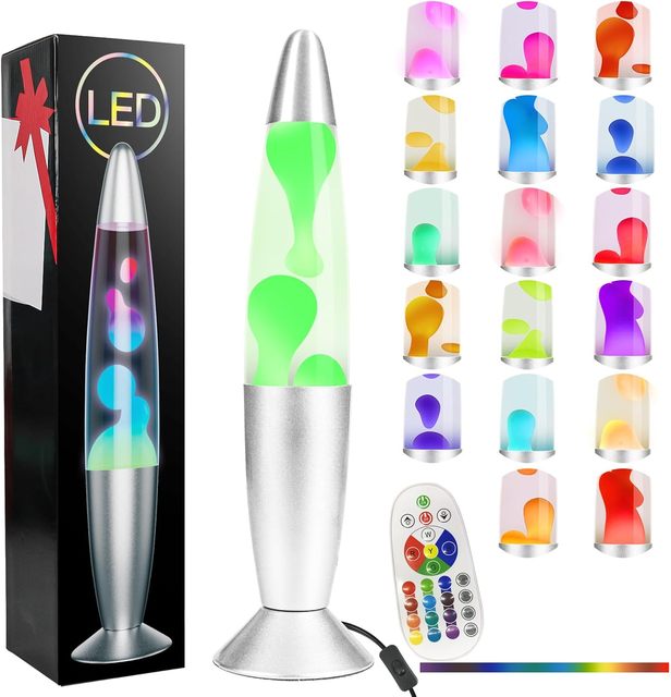 LED Night Light Middle Lava Lamp Aluminum Base Rocket Table Blue Red Party Decorations