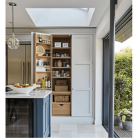 CBMMart Armoire murale de cuisine en chêne blanc et bleu brillant laqué aux couleurs naturelles Armoires de cuisine modernes en bois massif blanc