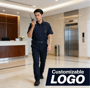 Chemise d'uniforme de sécurité blanche pour personnel, design d'été économique, pour portier, homme, noir, polyester/coton, fusion sans couture, en stock - Product Image 3