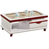 Teapoy-mesa de centro de madera con tapa de vidrio, mesa de centro de madera con diseño moderno