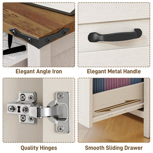 Tủ tập tin bên với <span class=keywords><strong>3</strong></span> ngăn kéo, tủ lưu trữ tập tin gỗ lớn máy in đứng cho nội thất văn phòng tại nhà màu trắng mộc mạc - Product Image 5