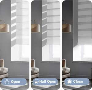 Persianas Enrollables Eléctricas Impermeables Integradas Modernas Horizontales de Tela Lisa Transparente con Diseño Zebra Pequeño, Opacas, para Ventanas Francesas, con Baterí<span class=keywords><strong>a</strong></span> de Litio - Product Image 4