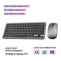 Ensemble clavier et souris sans fil ultra-mince pour tablette, ordinateur portable, Mac, Windows, rechargeable, à mécanisme ciseaux, multi-appareils, saisie silencieuse