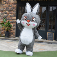 Funtoys Mascotte gonflable en forme de lapin, costume de personnage de dessin animé en peluche, Halloween, Pâques, Noël, personnalisable pour adulte