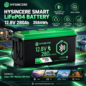 Batería Inteligente <span class=keywords><strong>Mini</strong></span> LiFePO4 de <span class=keywords><strong>12V</strong></span> 280Ah con Bluetooth 5.0, Pantalla LCD de Capacidad, 3584Wh, 250A BMS LTCP para Remolques Solares y Embarcaciones - Product Image 1