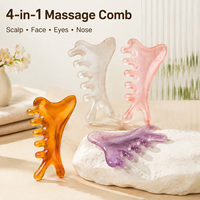 1 pièce Peigne de massage 4-en-1 pour la tête et le cuir chevelu, grattoir Gua Sha pour les méridiens, masseur pour le nez, les yeux et le visage, en ABS, forme dauphin, pour usage domestique