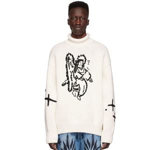 Suéter de lana merino 100% tejido jacquard con logotipo personalizado, cuello redondo, talla grande, para hombre, OEM y ODM - Product Image 1