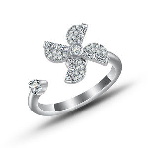Women's Flower Zircon Open Ring Micro Pave Rotating Design Gift Jewelry - Product Image 5