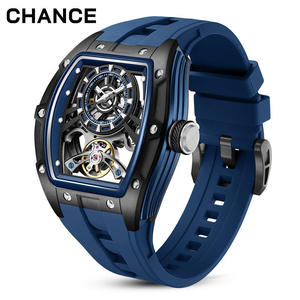 CHANCE JC-9-198G-6 Reloj Mecánico para Hombre con Logotipo Personalizado, 30M Resistente al Agua, Correa de Silicona Luminosa, Esfera Hueca, Alarma, Cuadrado - Product Image 3