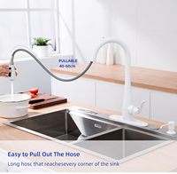 Robinet de cuisine moderne en acier inoxydable brossé avec distributeur de savon et douchette extractible, monocommande, monotrou, pour montage sur plan en céramique