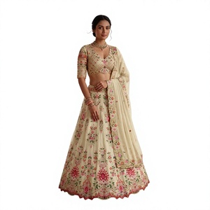 Lehenga Choli en soie rose brodée, longueur au sol, tenue de mariage traditionnelle pour femmes, style Inde Pakistan - Product Image 1