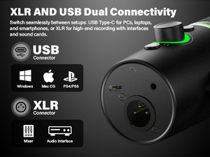 Micrófono Dinámico XLR USB-C con Iluminación RGB y Cancelación <span class=keywords><strong>de</strong></span> Ruido <span class=keywords><strong>para</strong></span> Grabación <span class=keywords><strong>de</strong></span> Podcasts, Micrófono <span class=keywords><strong>para</strong></span> Juegos <span class=keywords><strong>de</strong></span> Grado Estudio <span class=keywords><strong>de</strong></span> 96 kHz/24 bits <span class=keywords><strong>para</strong></span> PC - Product Image 6