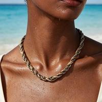 Collier ras du cou minimaliste en maille torsadée bicolore or et argent pour femme, bijoux fantaisie OEM/ODM