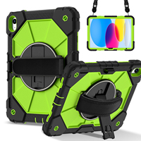 Étui antichoc 360 Armor pour iPad A16 11e génération 2025 iPad 10e génération 10.9 2022 avec support rotatif, sangle de main, bandoulière, adapté aux enfants